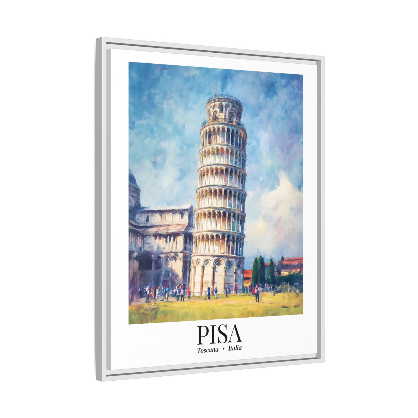 Pisa Framed Canvas Wall Art – Fine Art, Leaning Tower Print, Cruise Port Memory, Italy Travel Decor, Tuscan Gift for Architecture Lovers