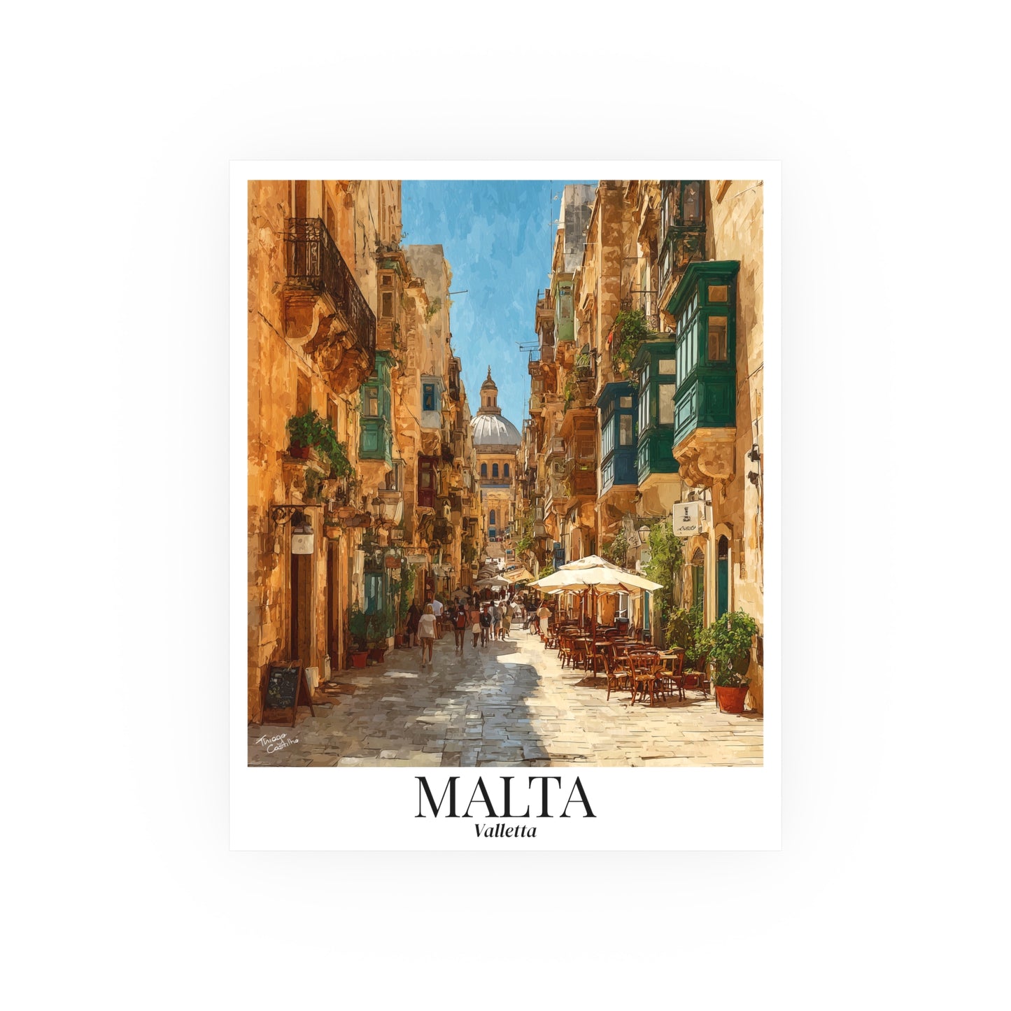 Malta Valletta Streets – Fine Art Poster Print, Mediterranean Cruise Ship Port Wall Art, Historic Old Town Decor