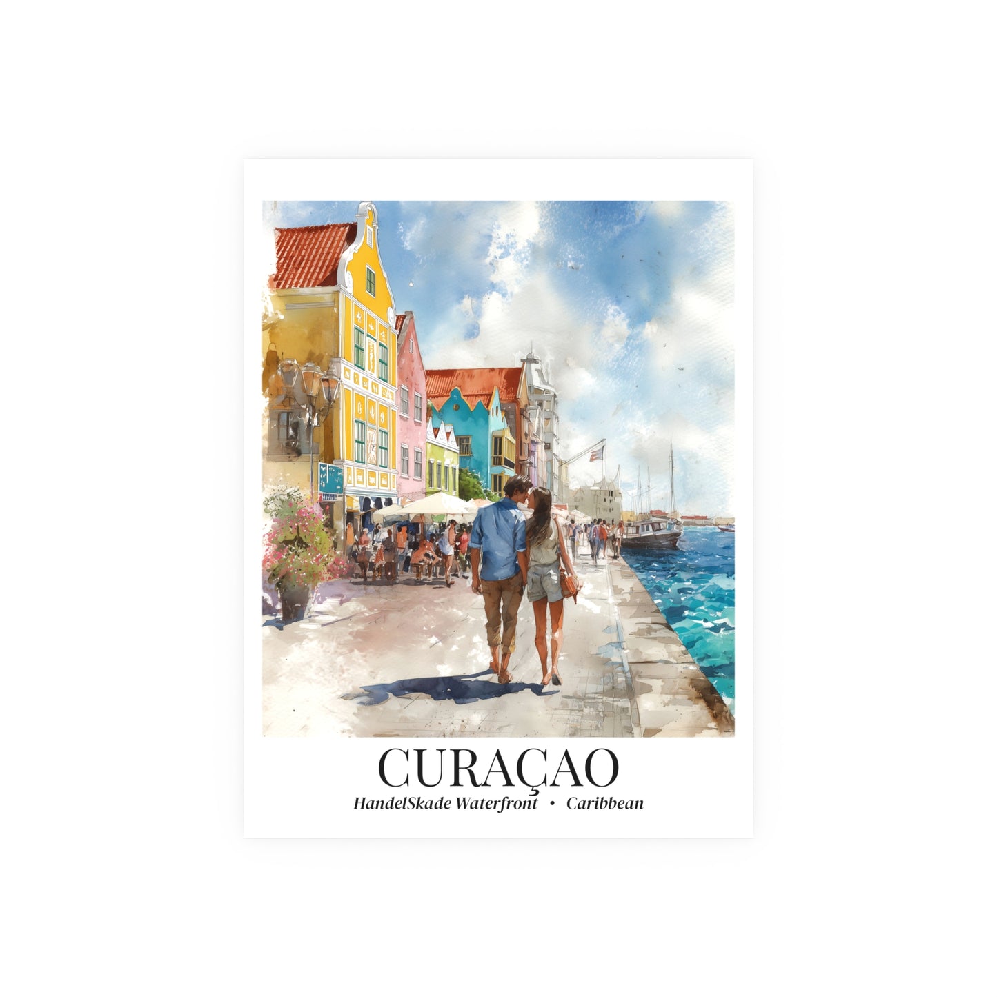 Curaçao Fine Art Print – Handelskade Waterfront Poster, Caribbean Travel Memory, Shared Wall Decor, Willemstad Souvenir