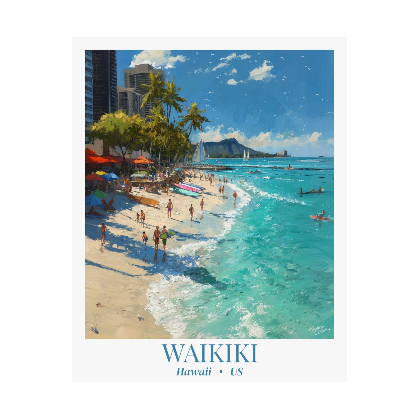Waikiki Beach Fine Art Poster | Tropical Hawaii Wall Art