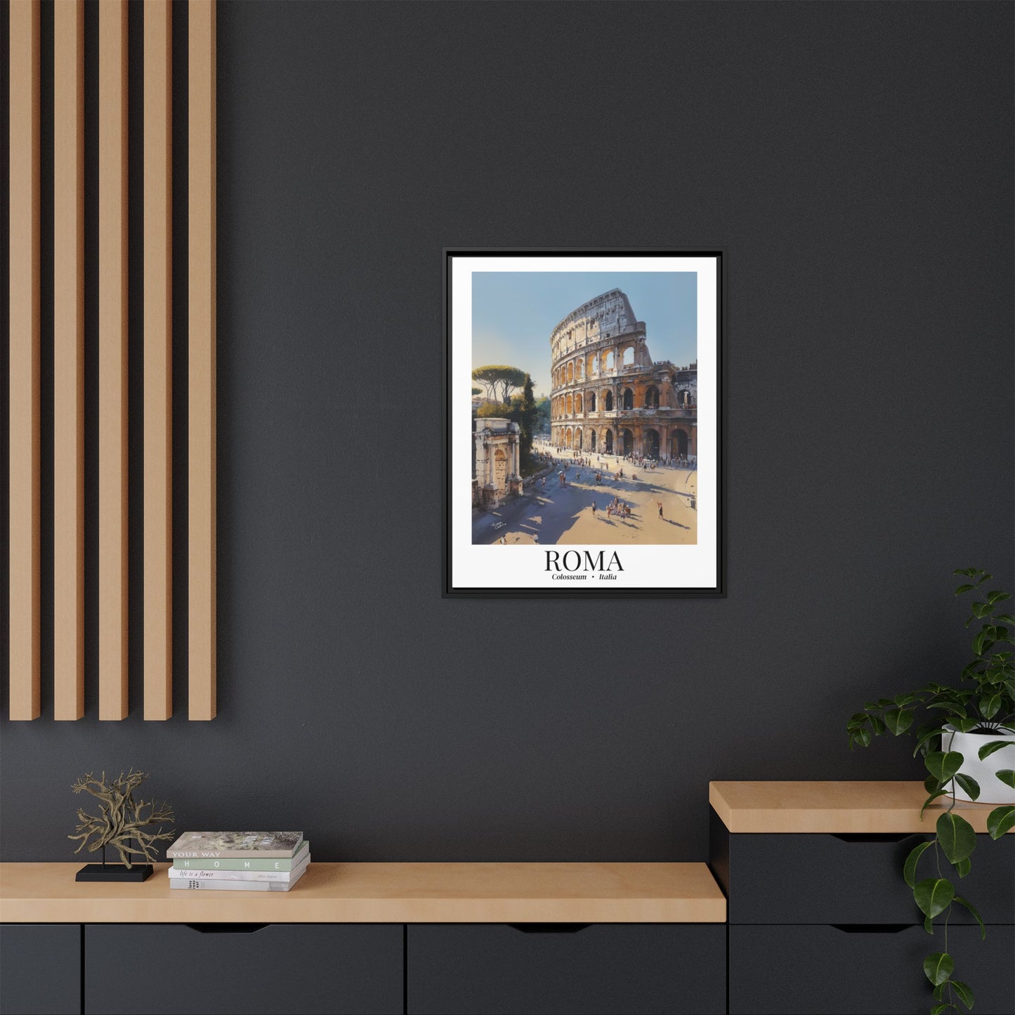 Rome Framed Canvas Wall Art – Fine Art, Colosseum Print, Cruise Port Memory, Italy Travel Decor, Roman Empire Gift for History Lovers