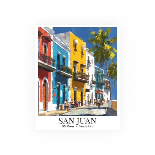 Puerto Rico Fine Art Print – Old San Juan Poster, Colorful Street Artwork, Colonial Architecture Wall Decor, Caribbean Souvenir