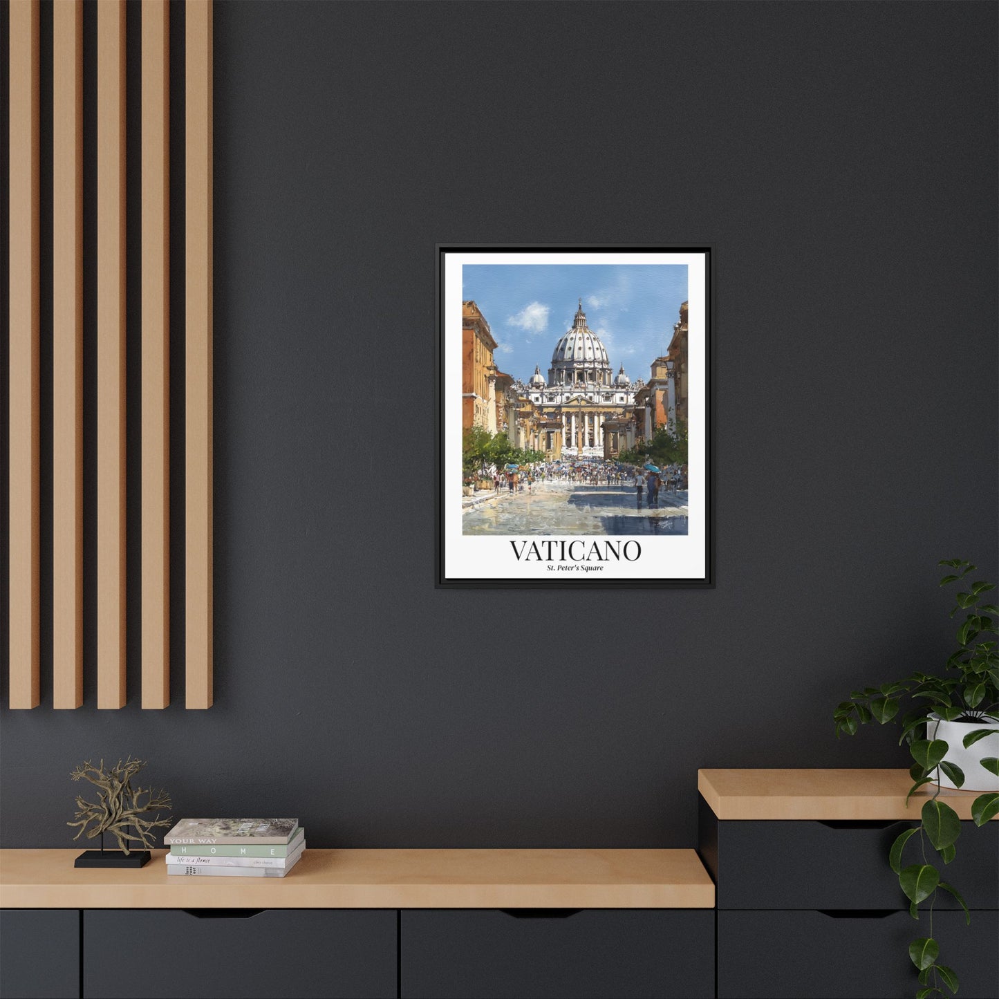 Vatican Framed Canvas Wall Art – Fine Art, St. Peter’s Square Print, Rome Cruise Port Memory, Italy Travel Decor, Sacred Landmark Gift for Pilgrims