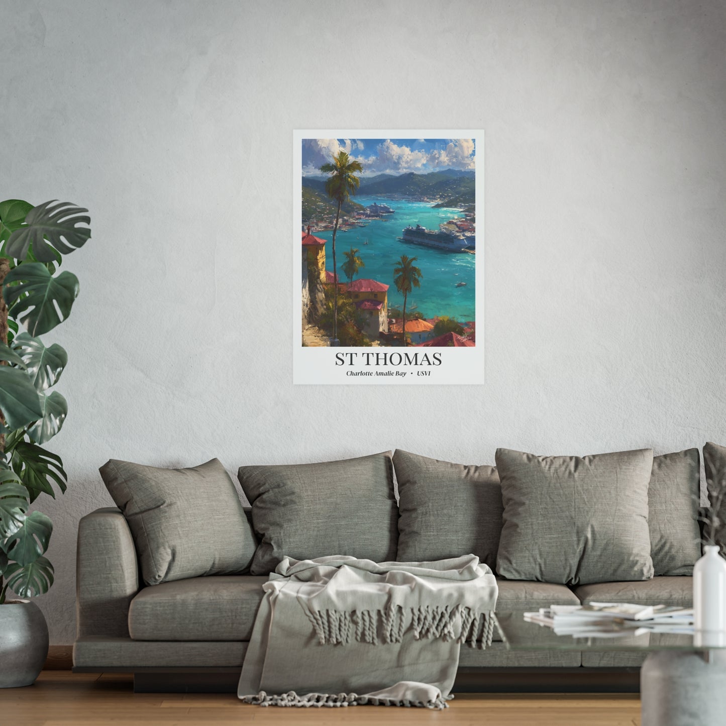 St. Thomas Travel Poster – Fine Art Print, Charlotte Amalie Bay Artwork, Shared Memory Wall Decor, Caribbean Souvenir