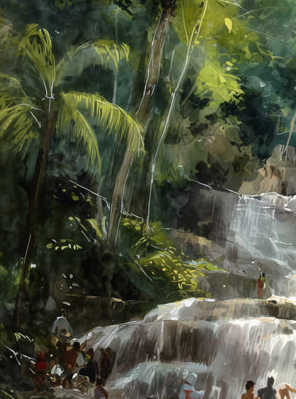 Jamaica Dunns River Falls, Ocho Rios Fine Art Canvas