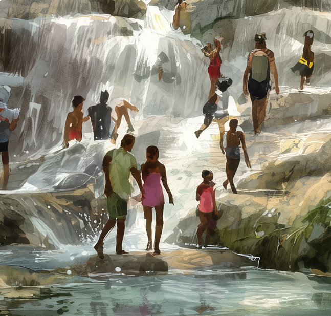 Jamaica Dunns River Falls, Ocho Rios Fine Art Canvas