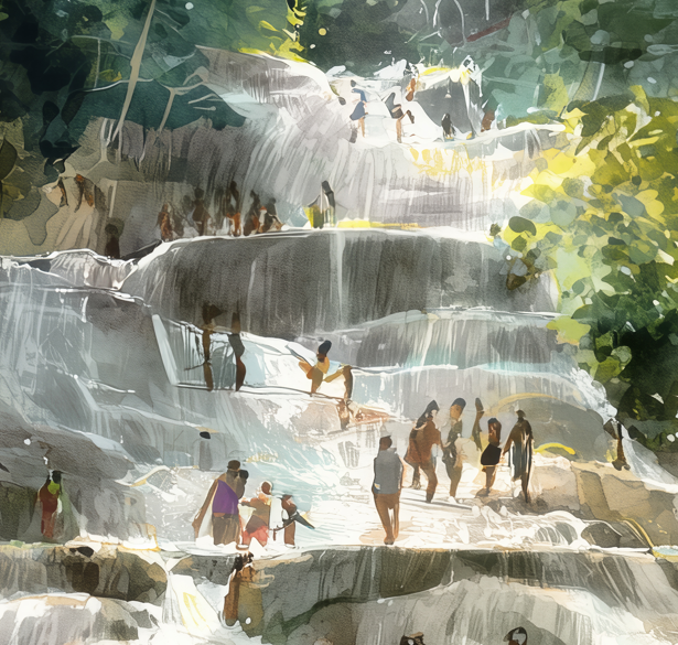 Jamaica Dunns River Falls, Ocho Rios Fine Art Canvas