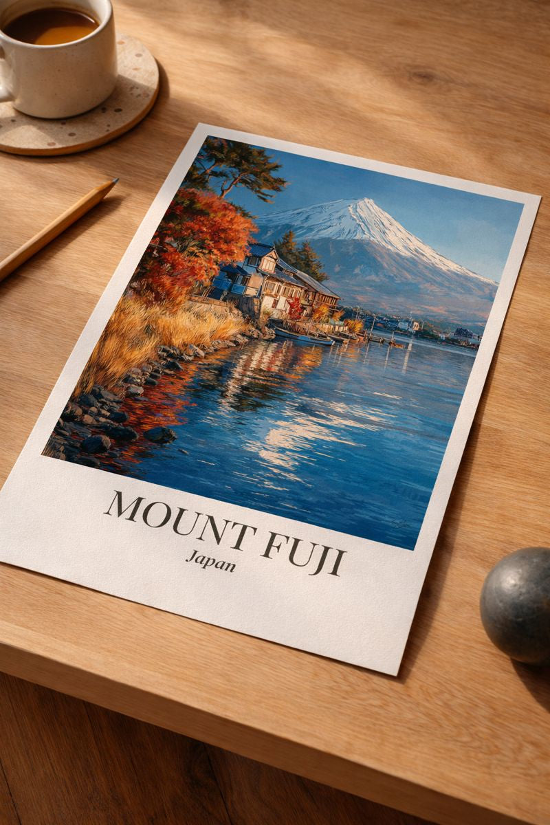 Mount Fuji Canvas Framed Fine Art Poster Japan Travel Print