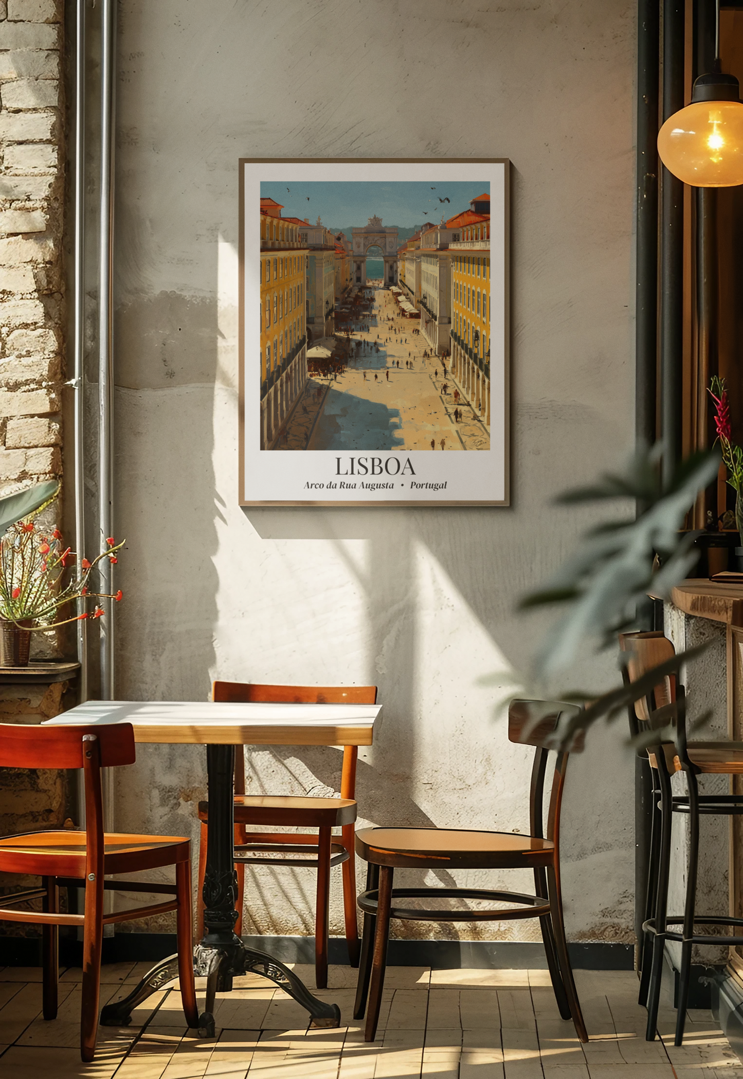 Lisbon Framed Canvas Wall Art – Rua Augusta Print, Cruise Port Memory, Portugal Travel Decor, European Gift for Architecture & Culture Lovers