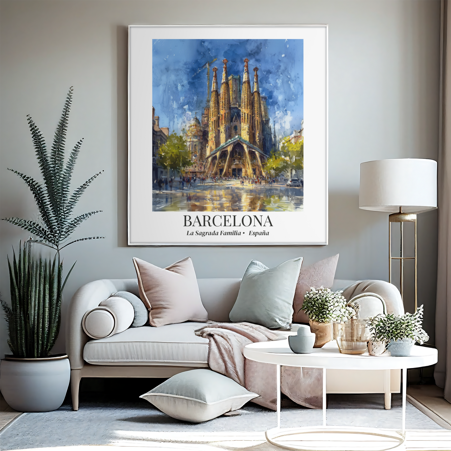 Barcelona Sagrada Familia – Fine Art Poster Print, Spanish Cruise Ship Port Wall Art, Iconic Landmark Decor