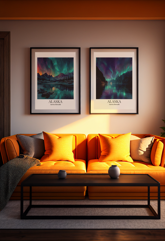 Alaska Aurora Borealis Fine Art Poster, Northern Lights Print, Glacier Bay Cruise Wall Art