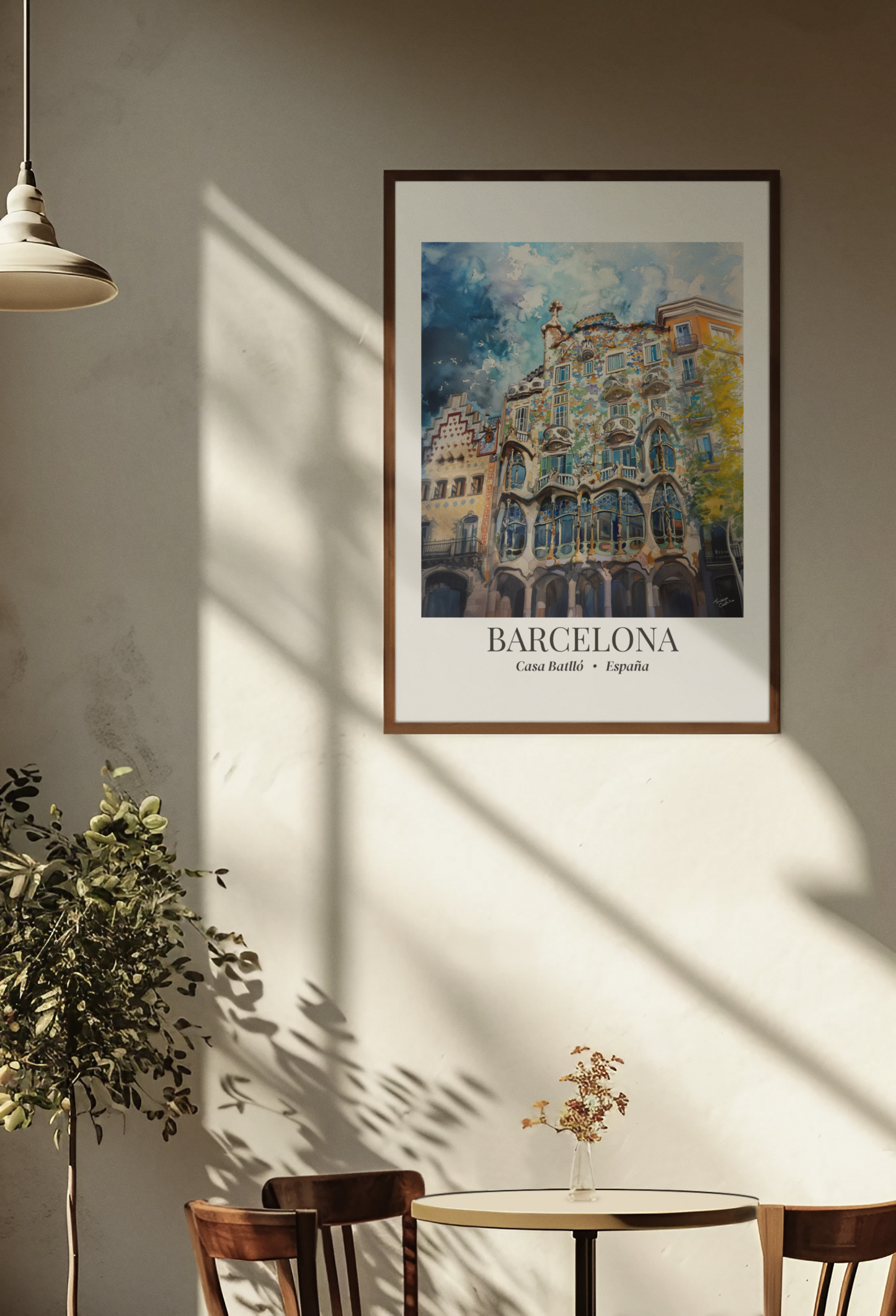 Barcelona Framed Canvas Wall Art – Casa Batlló Print, Cruise Port Memory, Spain Travel Decor, Mediterranean Gift for Architecture Lovers