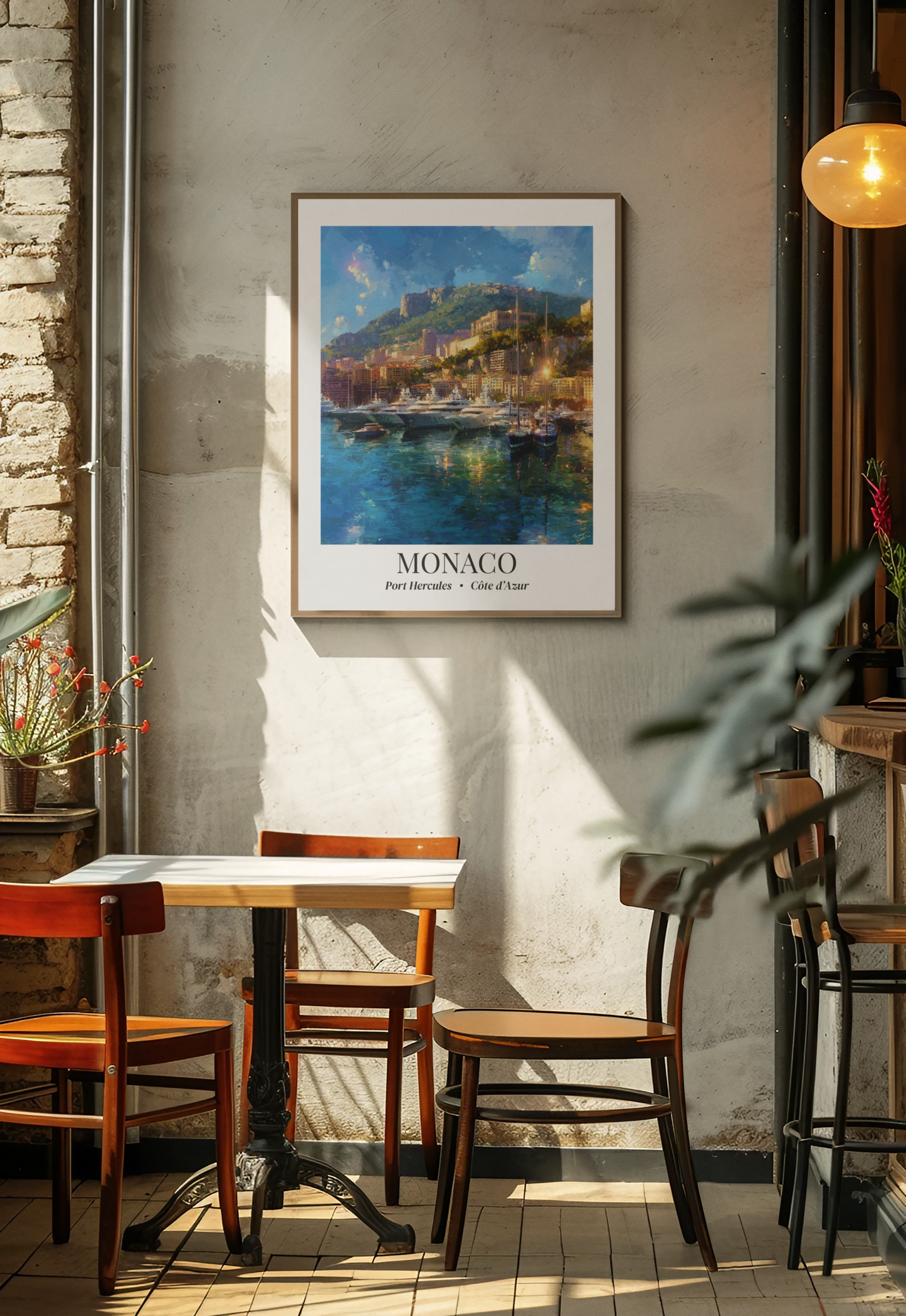 Monaco Framed Canvas Wall Art – Port Hercules Print, Cruise Port Memory, French Riviera Travel Decor, Mediterranean Gift for Luxury Lovers