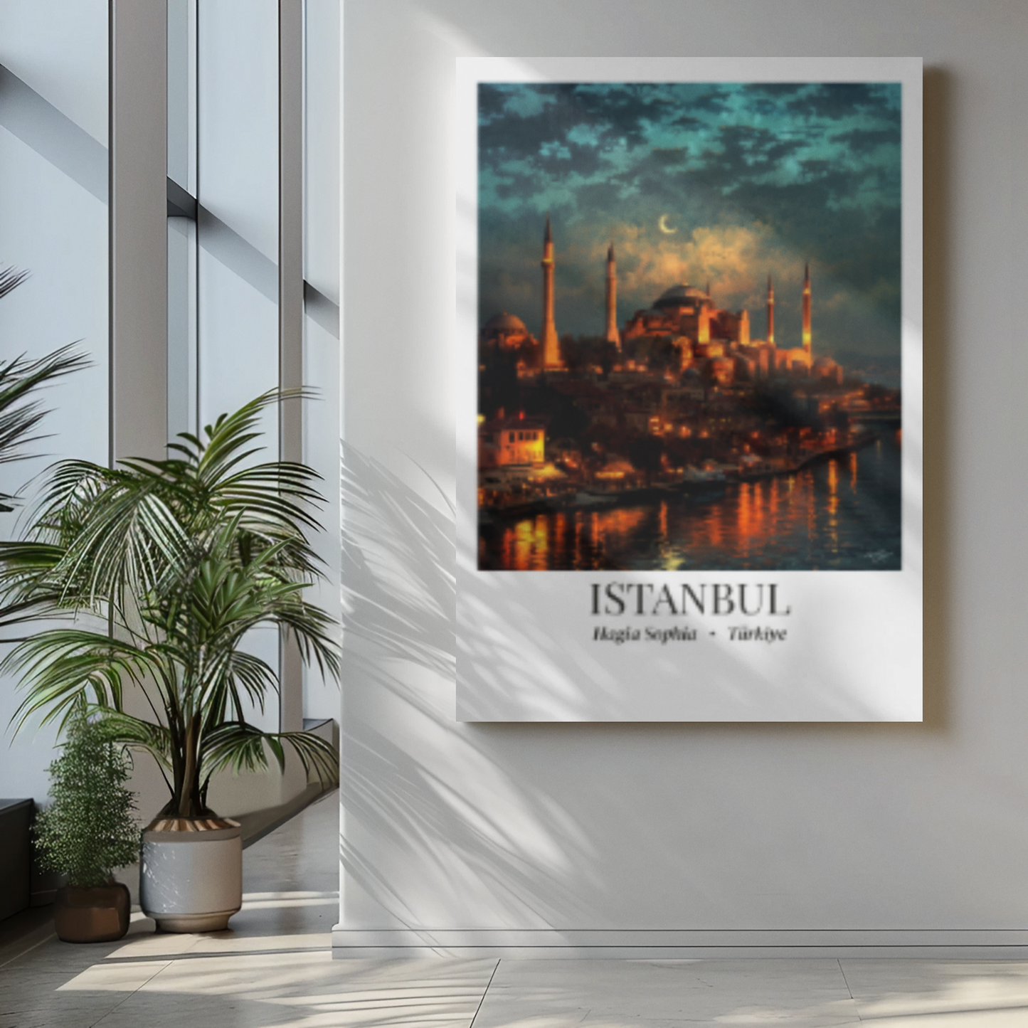 Istanbul Framed Canvas Wall Art – Hagia Sophia Print, Cruise Port Memory, Turkey Travel Decor, Mediterranean Gift for History & Architecture Lovers
