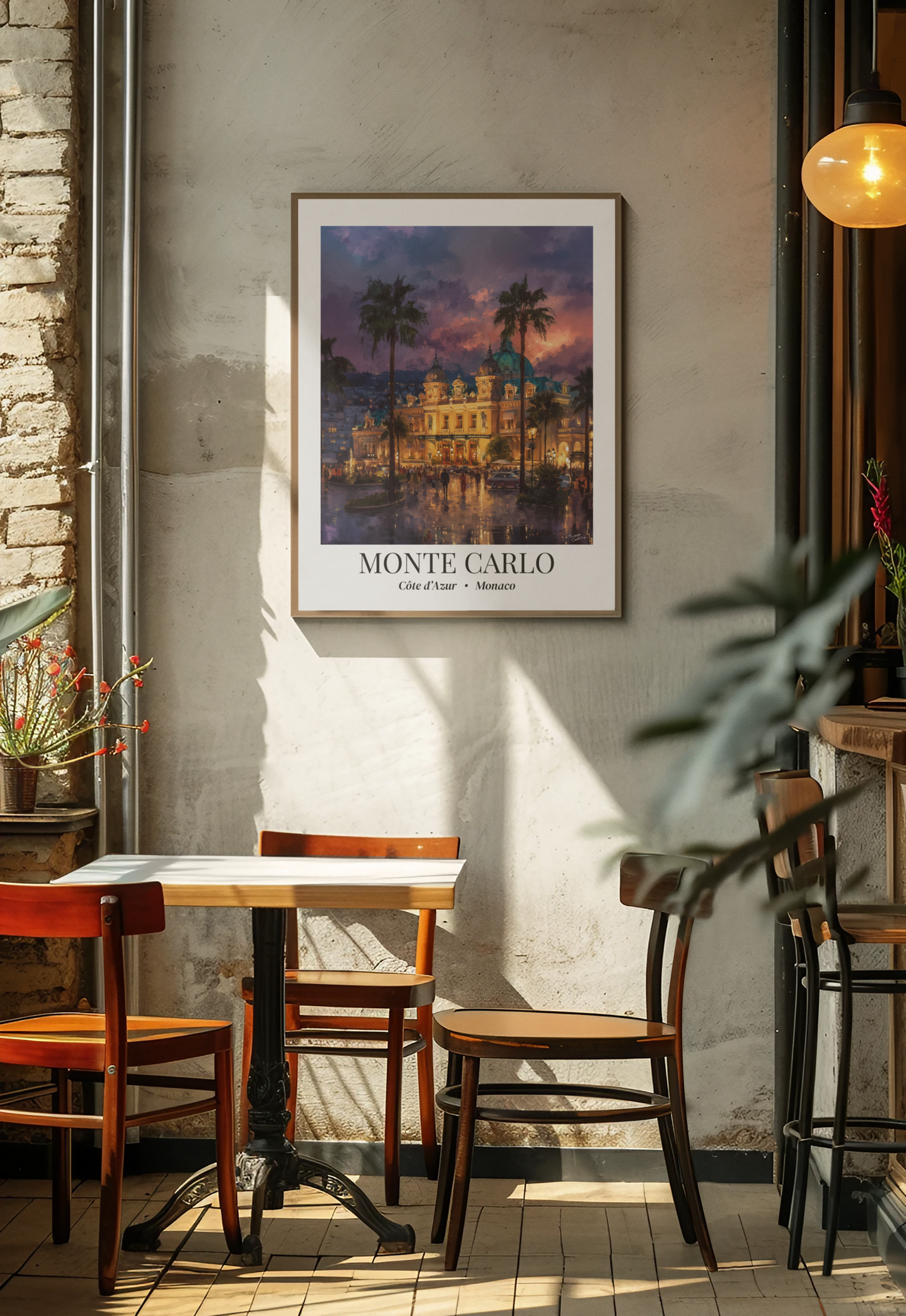 Monte Carlo Framed Art Print — Coastal Monaco Vintage Travel Poster