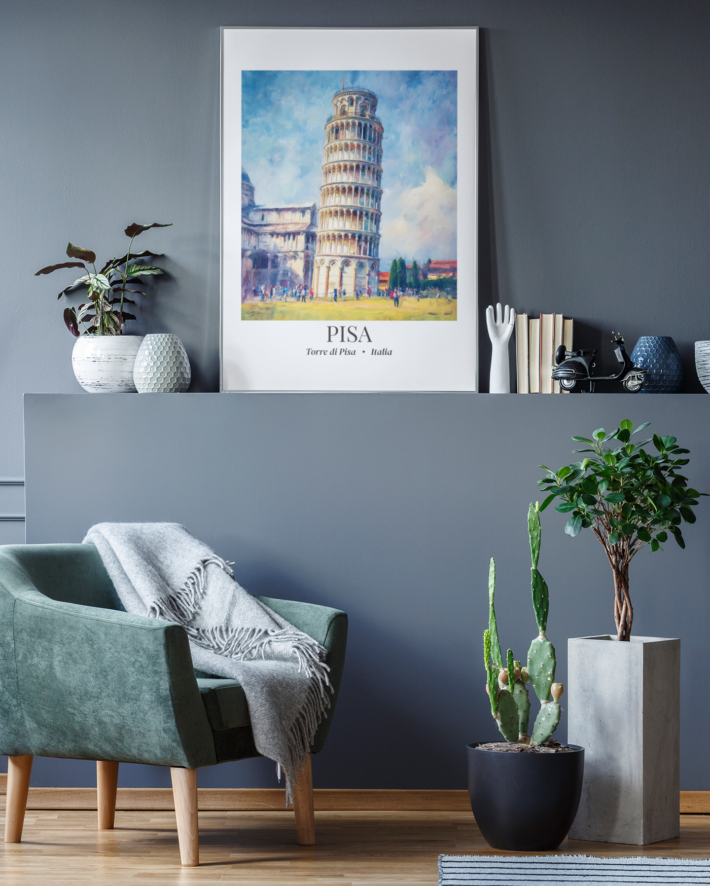 Pisa Leaning Tower Framed Canvas Print — Tuscany Travel Wall Art