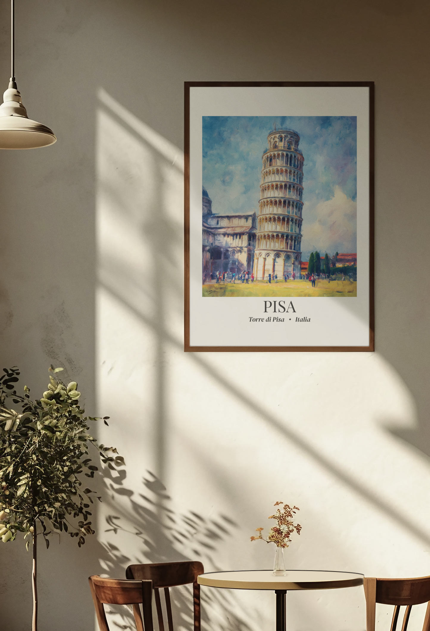 Pisa Leaning Tower Framed Canvas Print — Tuscany Travel Wall Art