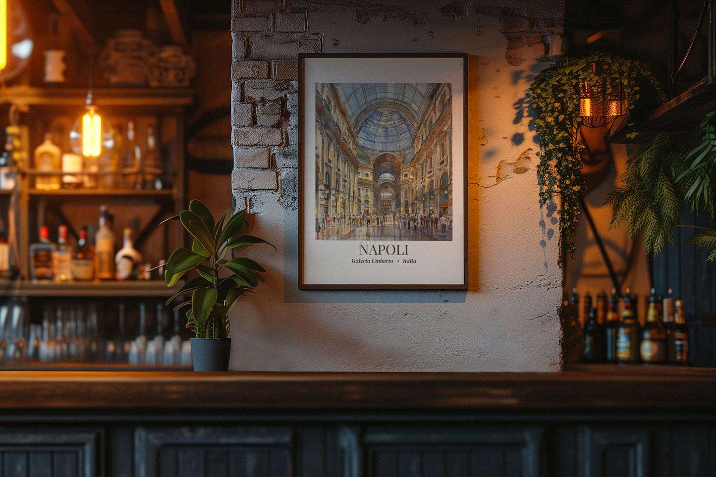 Napoli Galleria Umberto Matte Fine Art Canvas Print Framed