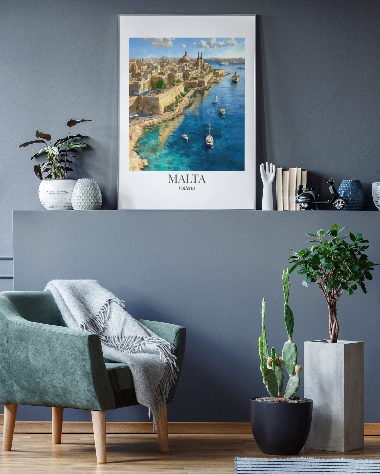 Malta Valletta Coastal Matte Framed Canvas Print — Vintage Travel Poster Wall Art