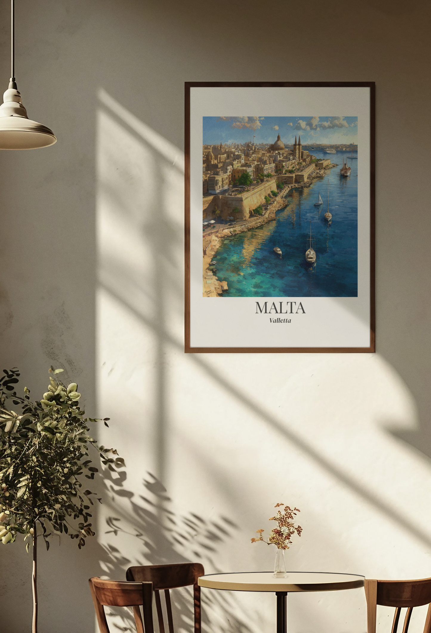 Malta Valletta Coastal Matte Framed Canvas Print — Vintage Travel Poster Wall Art