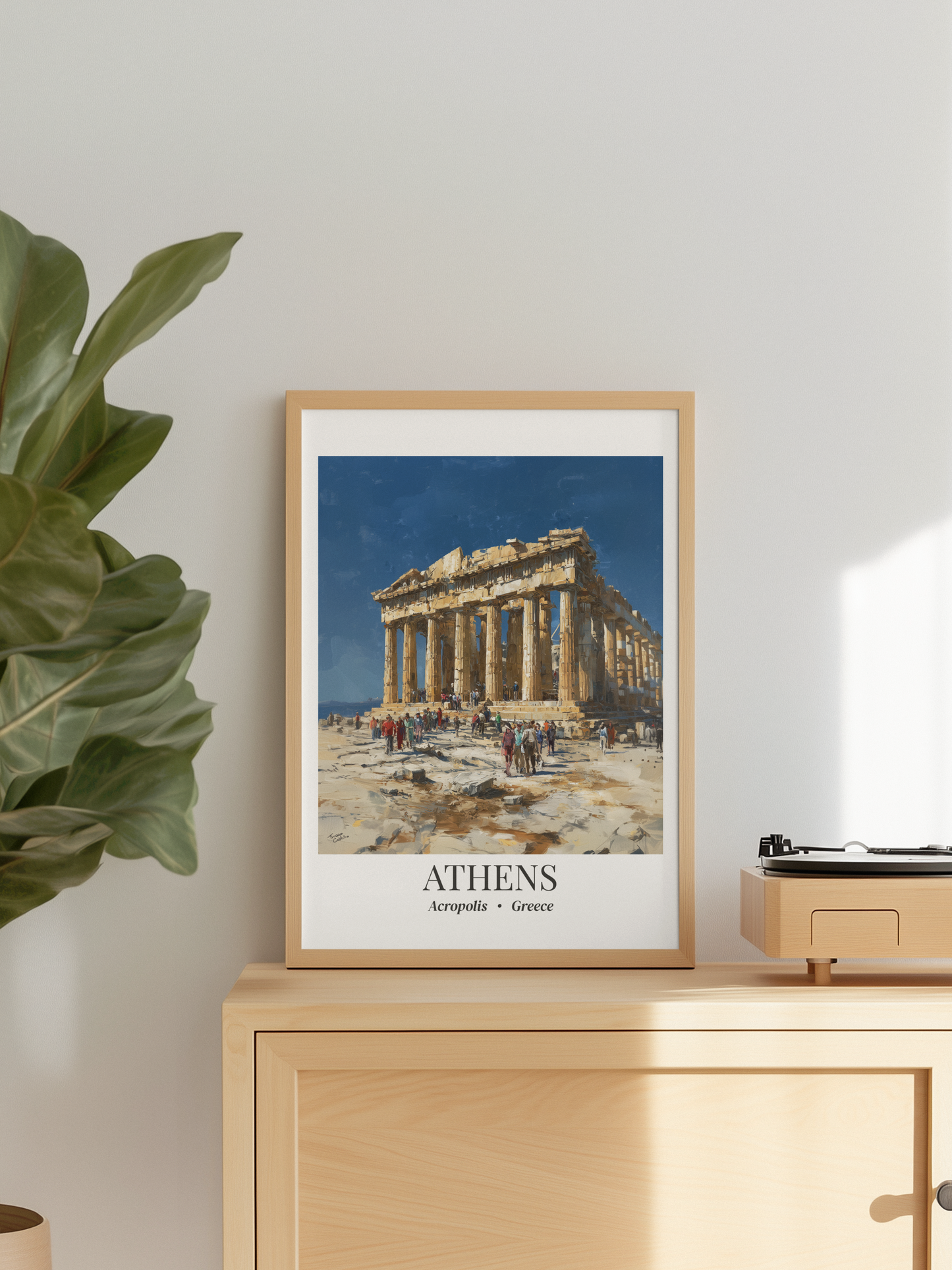 Athens Framed Canvas Wall Art – Fine Art, Parthenon Hill Acropolis Print, Travel Memory, Greece Wall Decor, Nature-Inspired Gift
