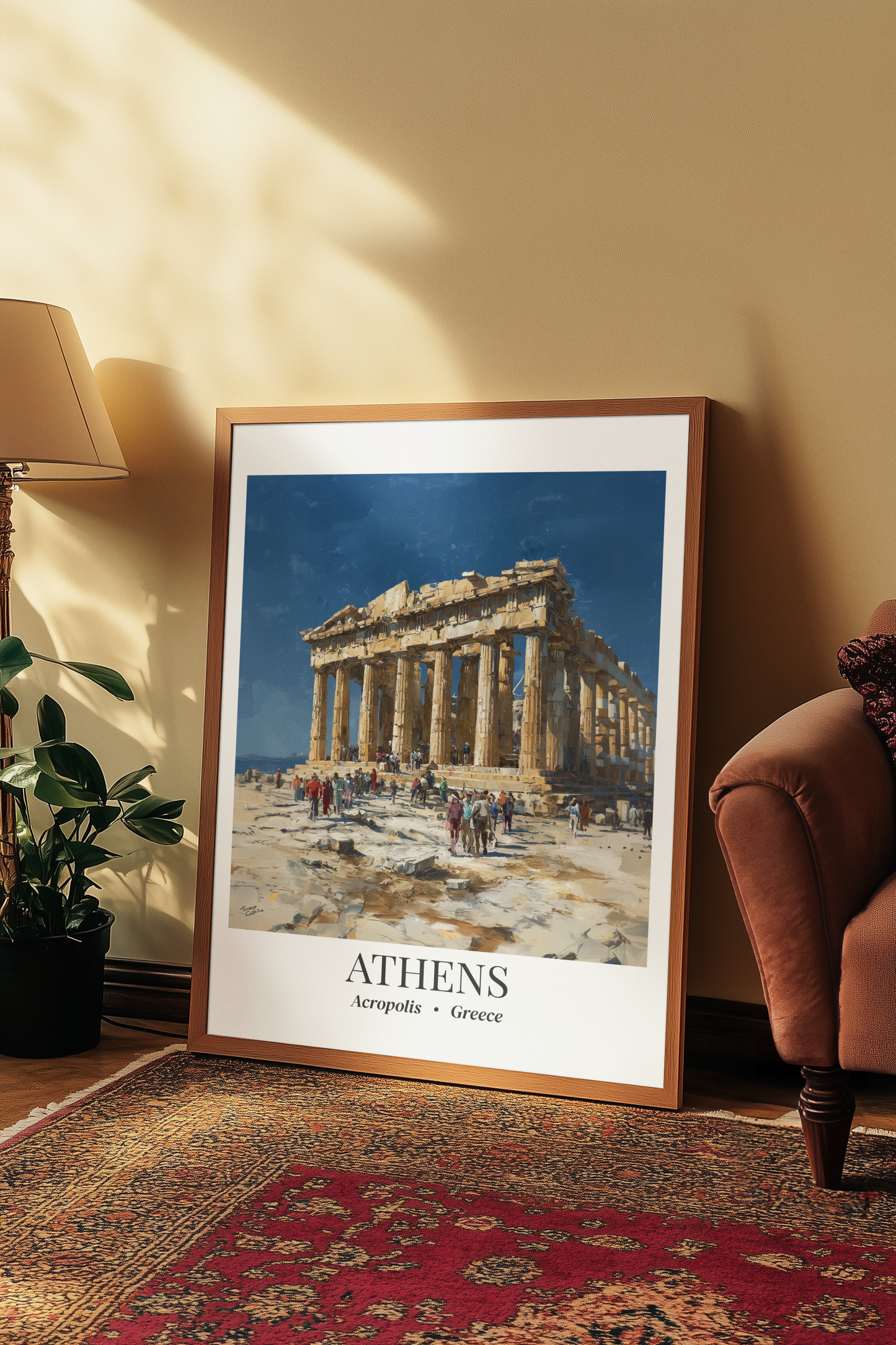 Athens Framed Canvas Wall Art – Fine Art, Parthenon Hill Acropolis Print, Travel Memory, Greece Wall Decor, Nature-Inspired Gift