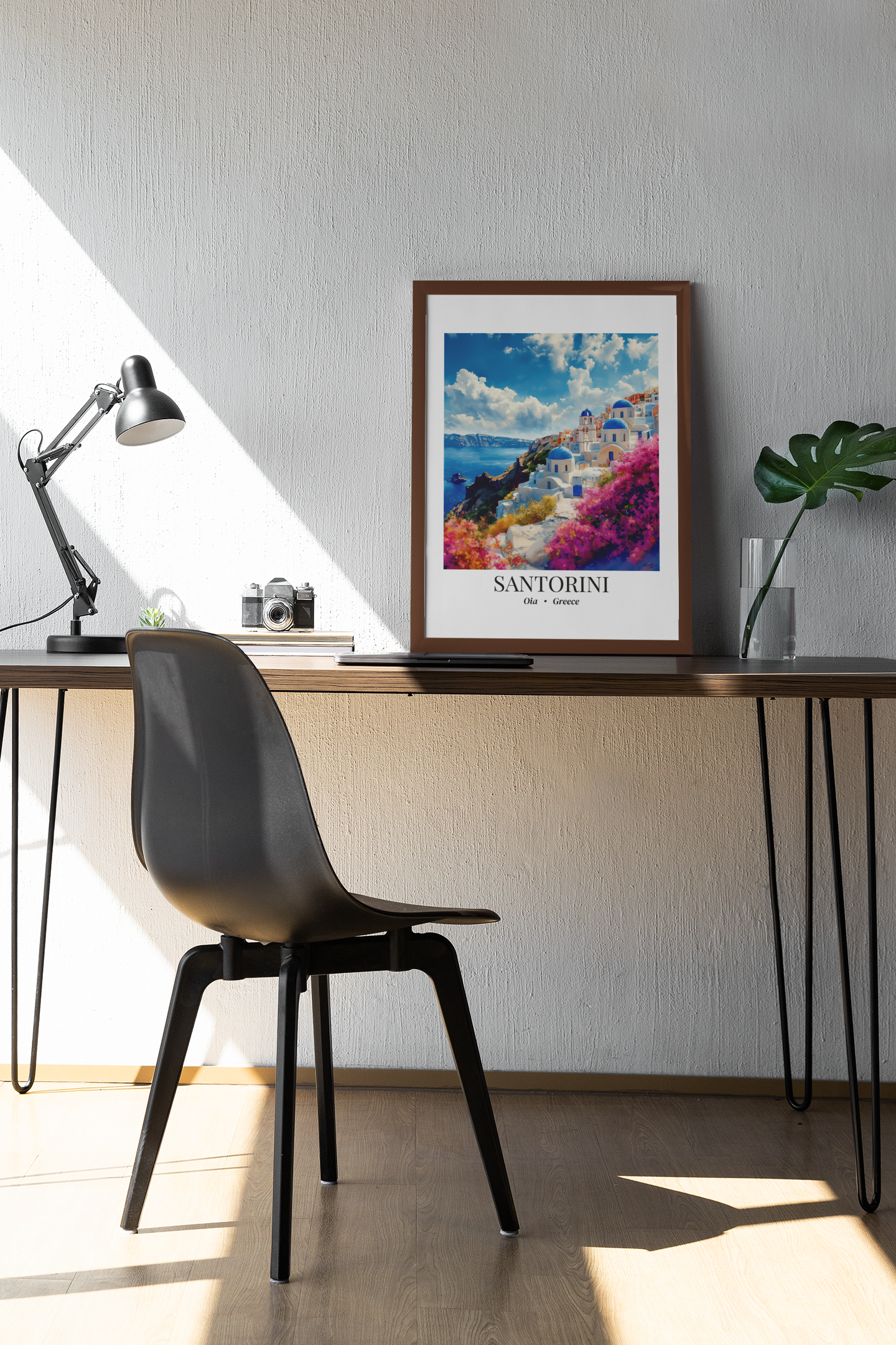 Santorini, Oia Greece - Impressionist Fine Art Poster - Mediterranean Travel Wall Decor
