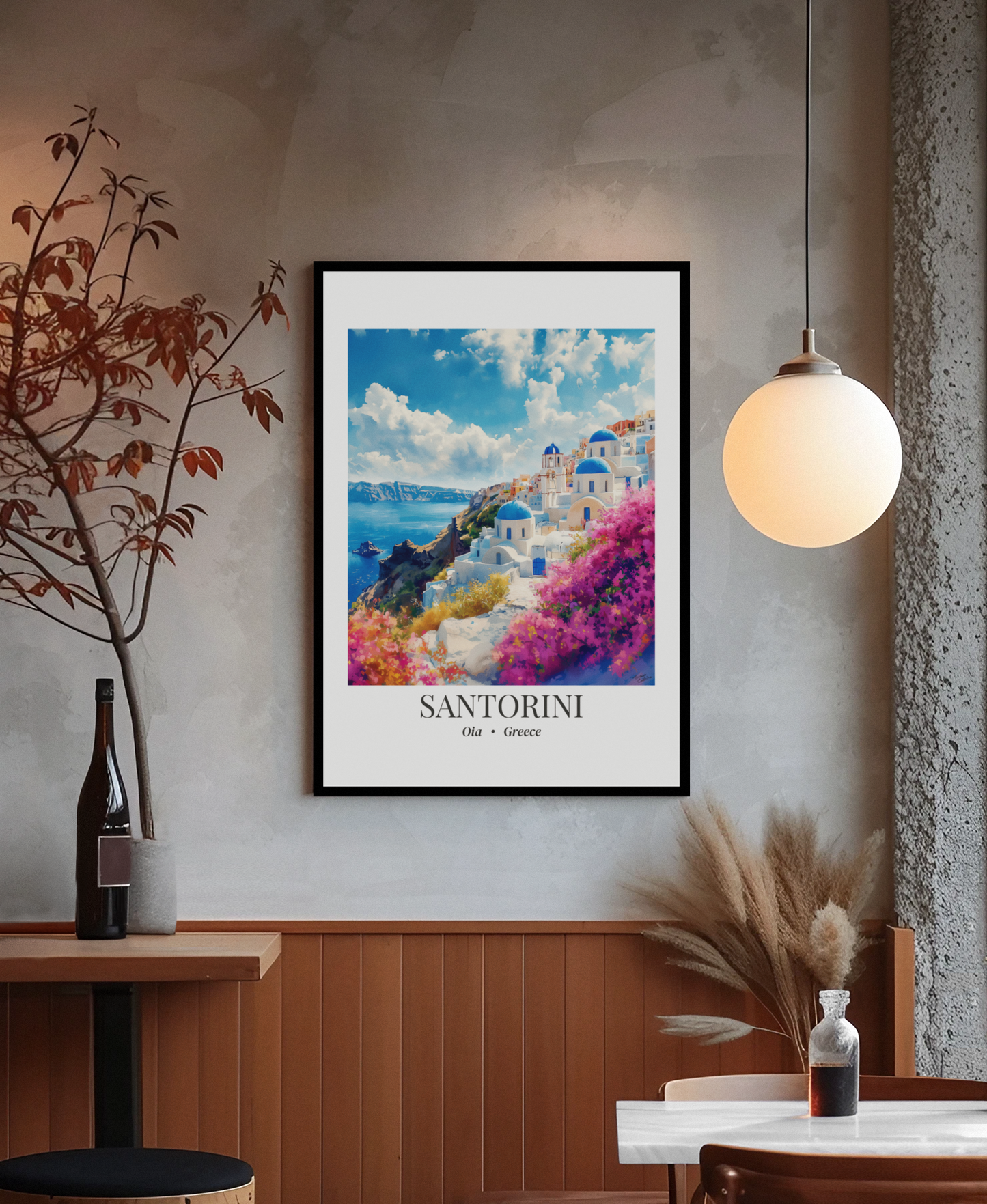 Santorini, Oia Greece - Impressionist Fine Art Poster - Mediterranean Travel Wall Decor