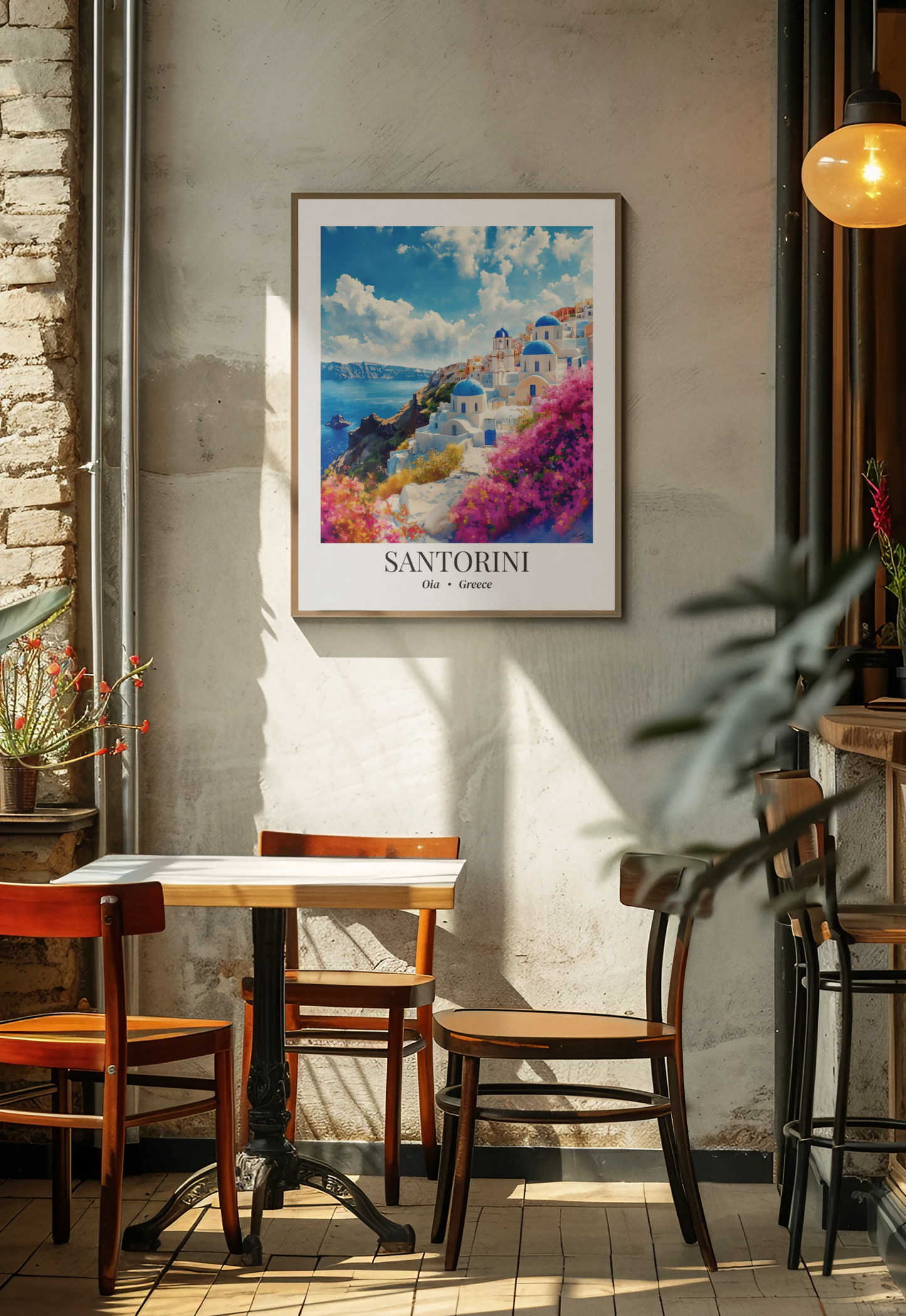 Santorini, Oia Greece - Impressionist Fine Art Poster - Mediterranean Travel Wall Decor
