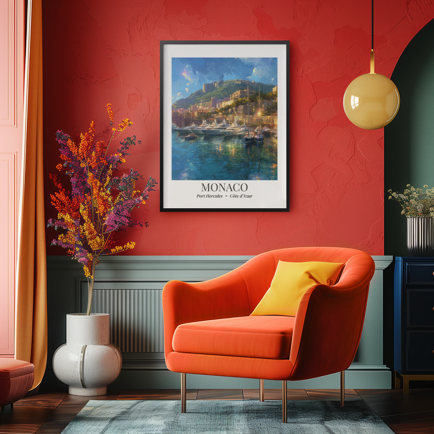 Monaco, Port Hercule - Impressionist Fine Art Poster - French Riviera Travel Print