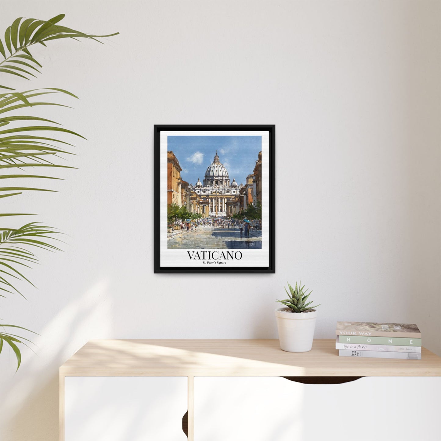 Vatican Framed Canvas Wall Art – Fine Art, St. Peter’s Square Print, Rome Cruise Port Memory, Italy Travel Decor, Sacred Landmark Gift for Pilgrims