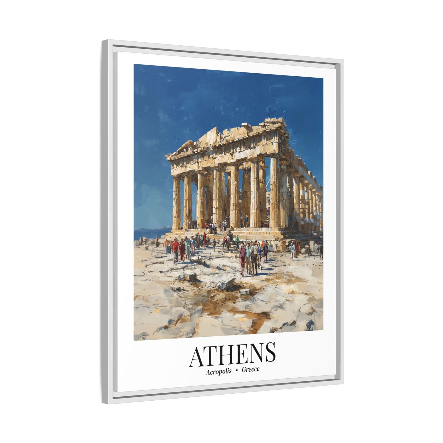 Athens Framed Canvas Wall Art – Fine Art, Parthenon Hill Acropolis Print, Travel Memory, Greece Wall Decor, Nature-Inspired Gift