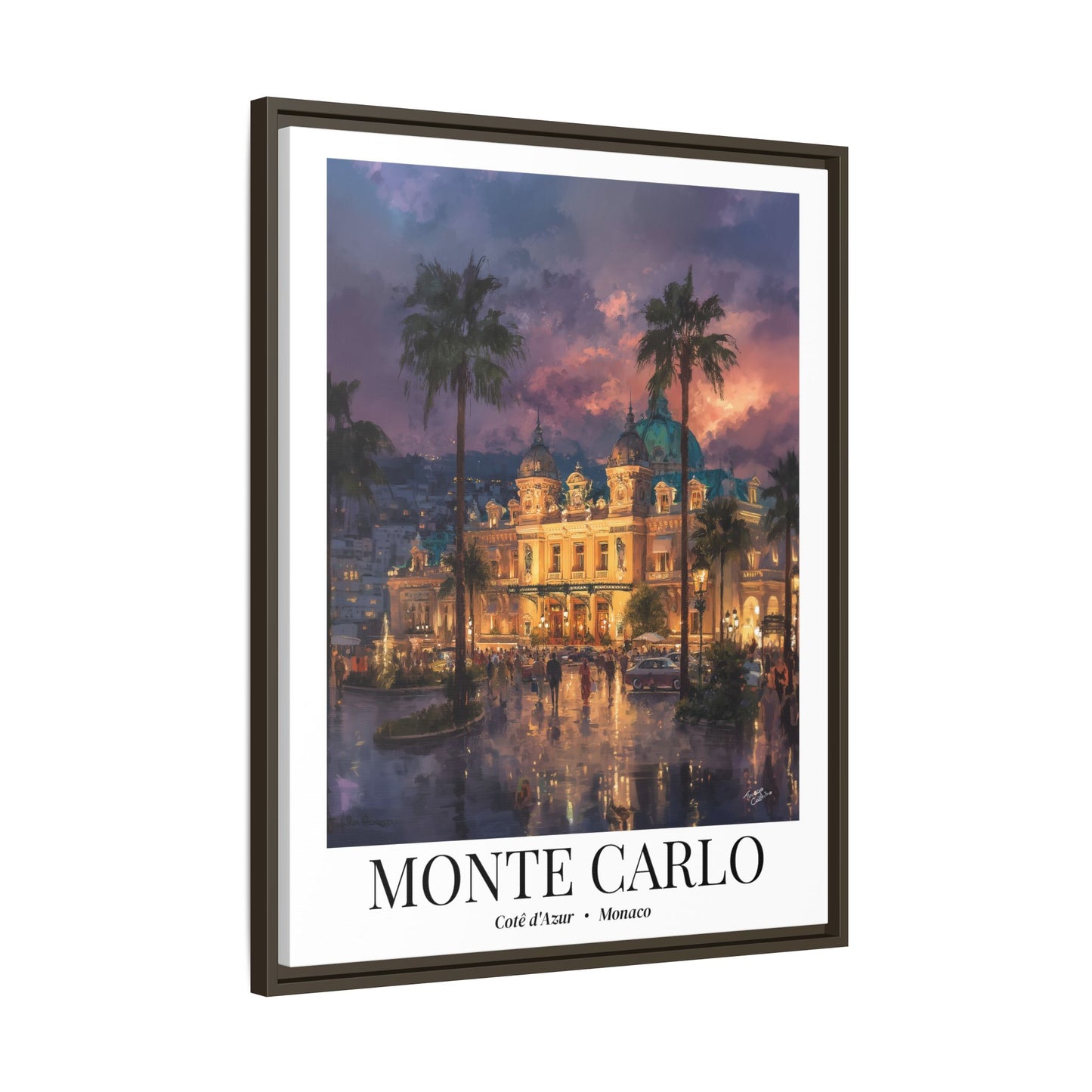 Monte Carlo Framed Canvas Wall Art – Casino de Monte-Carlo Print, Cruise Port Memory, Monaco Travel Decor, French Riviera Gift for Elegance Lovers