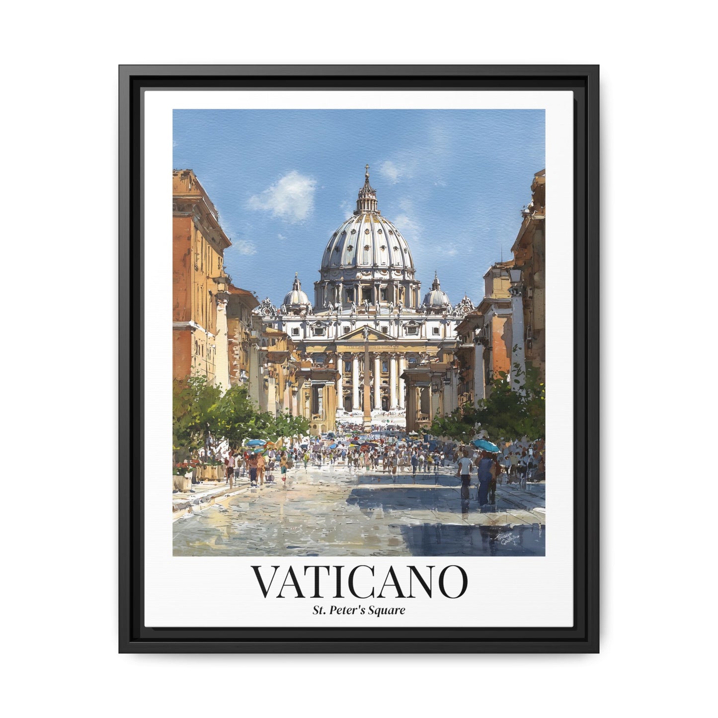 Vatican Framed Canvas Wall Art – Fine Art, St. Peter’s Square Print, Rome Cruise Port Memory, Italy Travel Decor, Sacred Landmark Gift for Pilgrims
