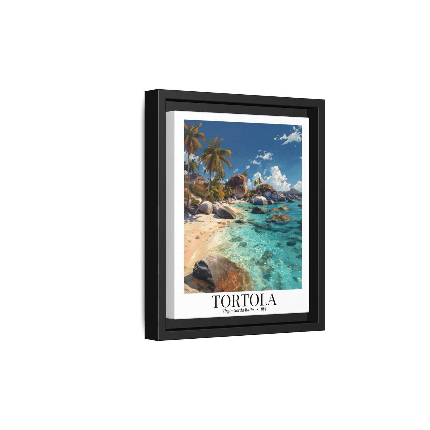 Tortola & Virgin Gorda The Baths – Fine Art Framed Canvas Print, British Virgin Islands Cruise Ship Wall Art, Exotic Rock Formations & Tropical Adventure