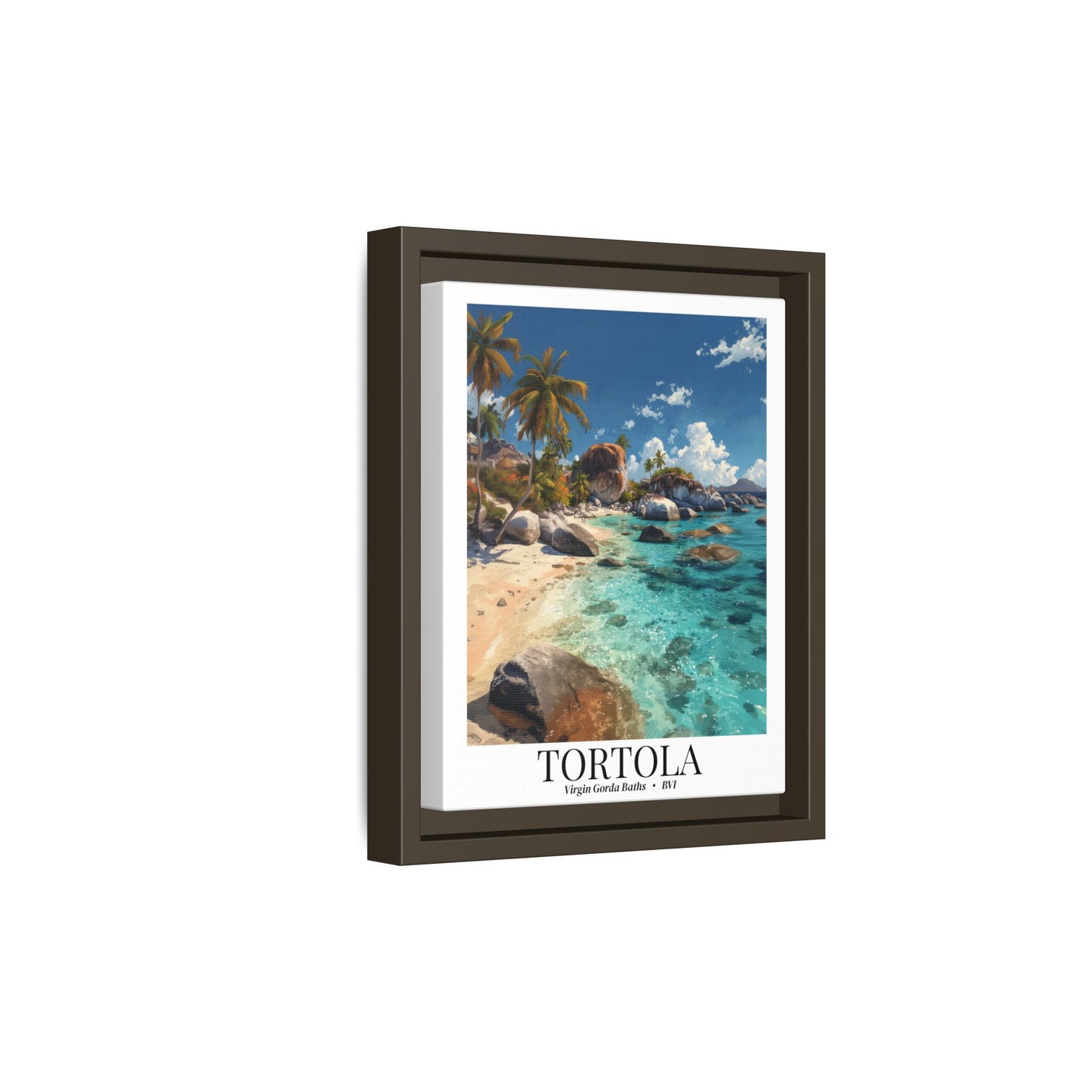 Tortola & Virgin Gorda The Baths – Fine Art Framed Canvas Print, British Virgin Islands Cruise Ship Wall Art, Exotic Rock Formations & Tropical Adventure
