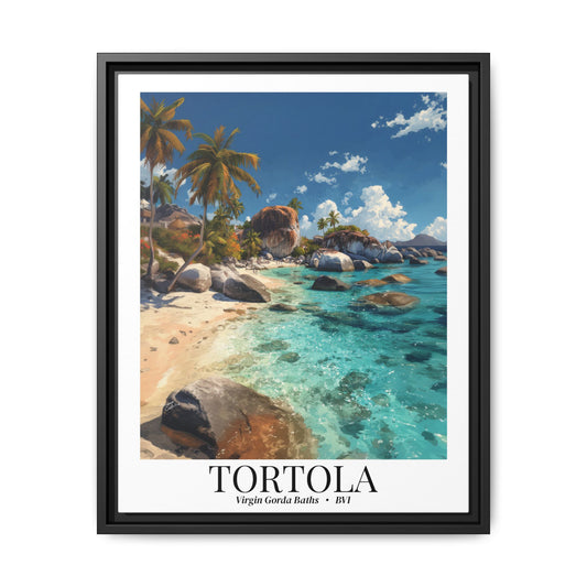 Tortola & Virgin Gorda The Baths – Fine Art Framed Canvas Print, British Virgin Islands Cruise Ship Wall Art, Exotic Rock Formations & Tropical Adventure