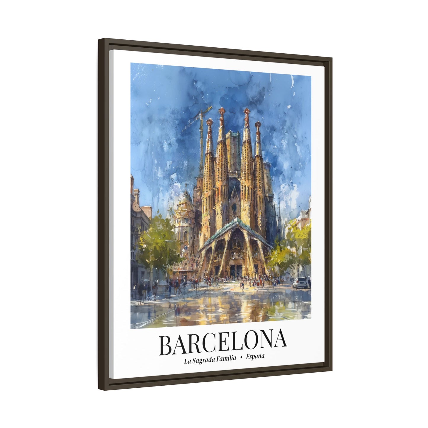 Barcelona Framed Canvas Wall Art – Sagrada Família Cathedral Print, Cruise Port Memory, Spain Travel Decor, Mediterranean Gift for Architecture Lovers