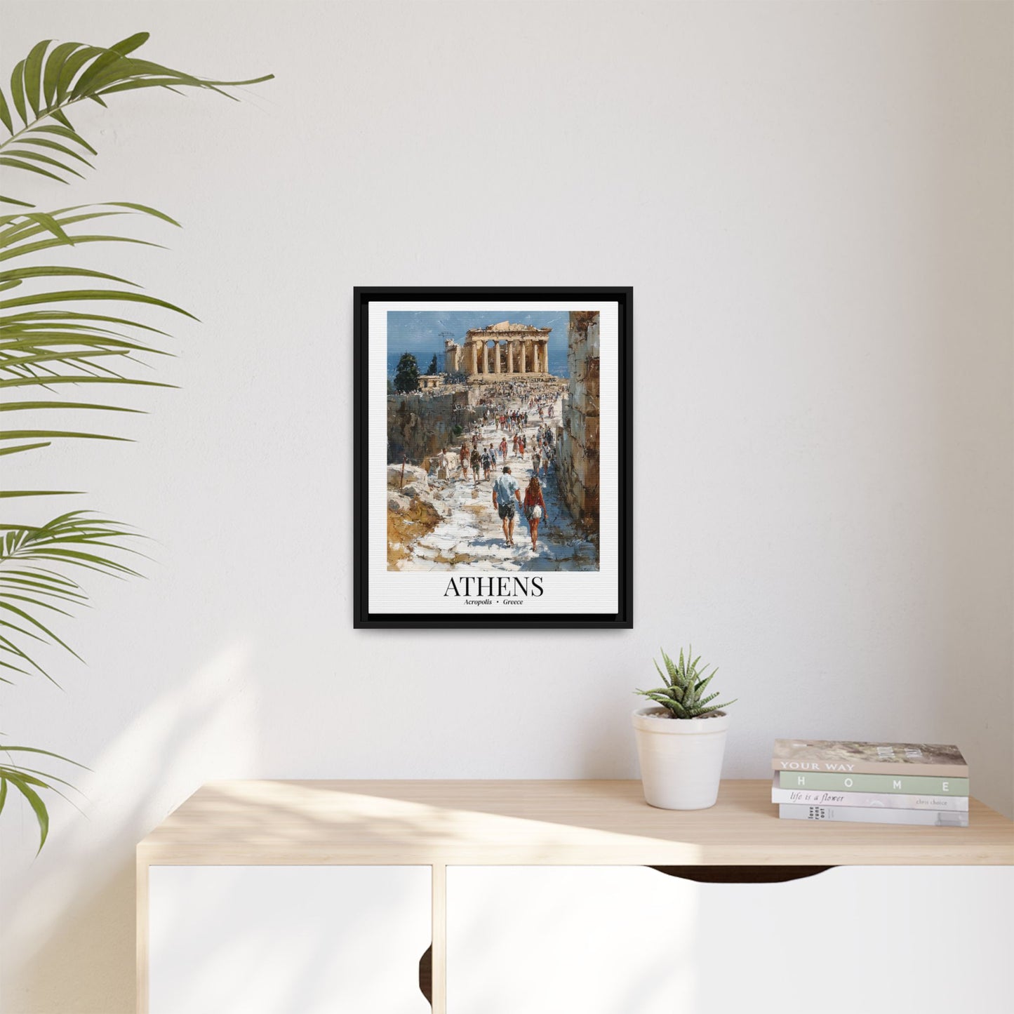 Athens Framed Canvas Wall Art – Fine Art, Acropolis Print, Travel Memory, Greece Wall Decor, Nature-Inspired Gift