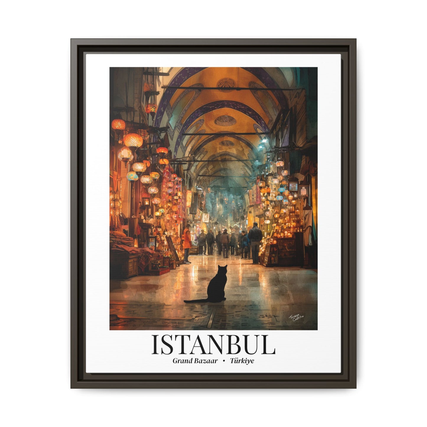 Istanbul Framed Canvas Wall Art – Fine Art, Grand Bazaar Print, Türkiye Travel Memory, Turkey Art, Cultural Wall Decor, Market-Inspired Gift