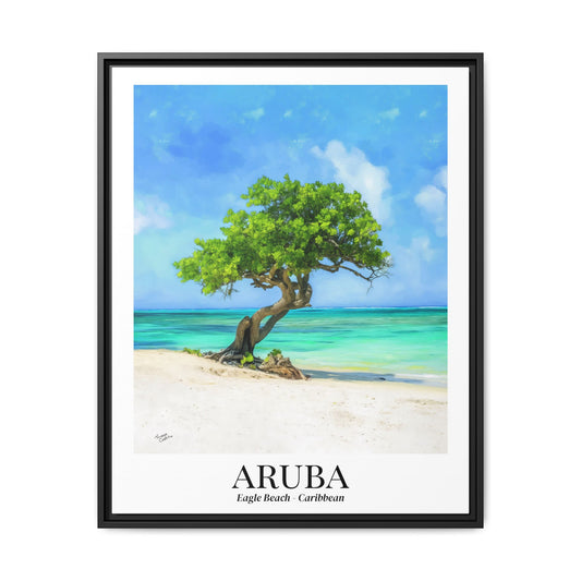 Aruba Wall Art – Fofoti Tree Canvas Print, Eagle Beach Decor, Caribbean Coastal Artwork, Tropical Beach Gift