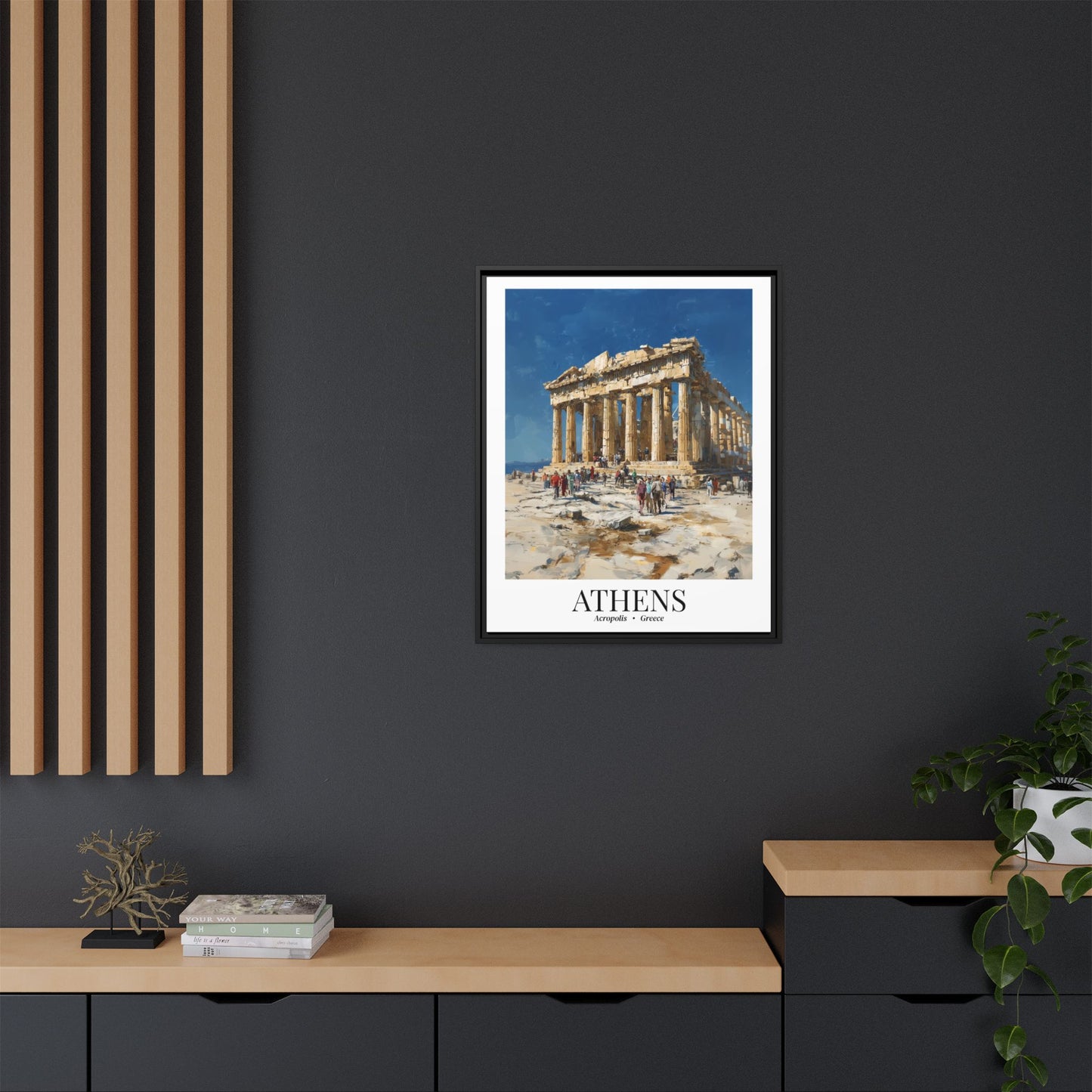 Athens Framed Canvas Wall Art – Fine Art, Parthenon Hill Acropolis Print, Travel Memory, Greece Wall Decor, Nature-Inspired Gift