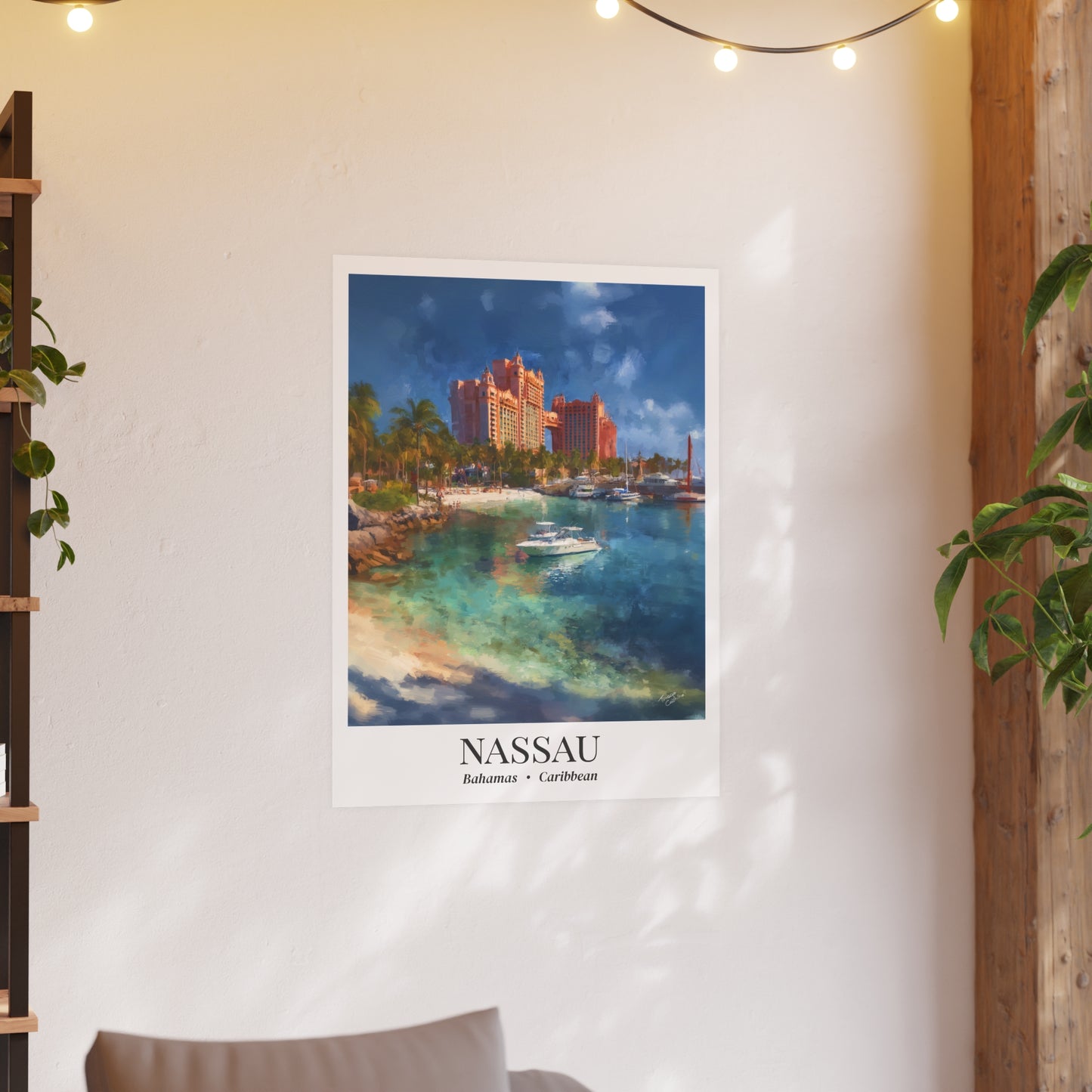 Nassau Bahamas Atlantis Resort – Fine Art Poster Print, Caribbean Cruise Ship Vacation Wall Art, Scenic Movie Landmark Decor