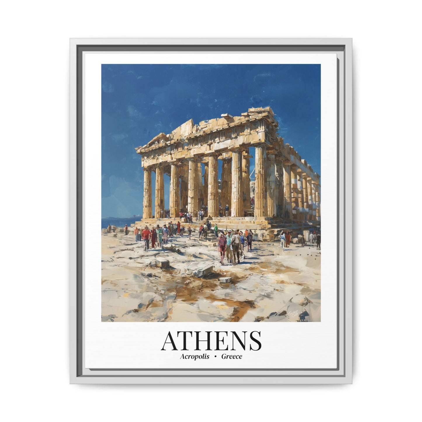 Athens Framed Canvas Wall Art – Fine Art, Parthenon Hill Acropolis Print, Travel Memory, Greece Wall Decor, Nature-Inspired Gift
