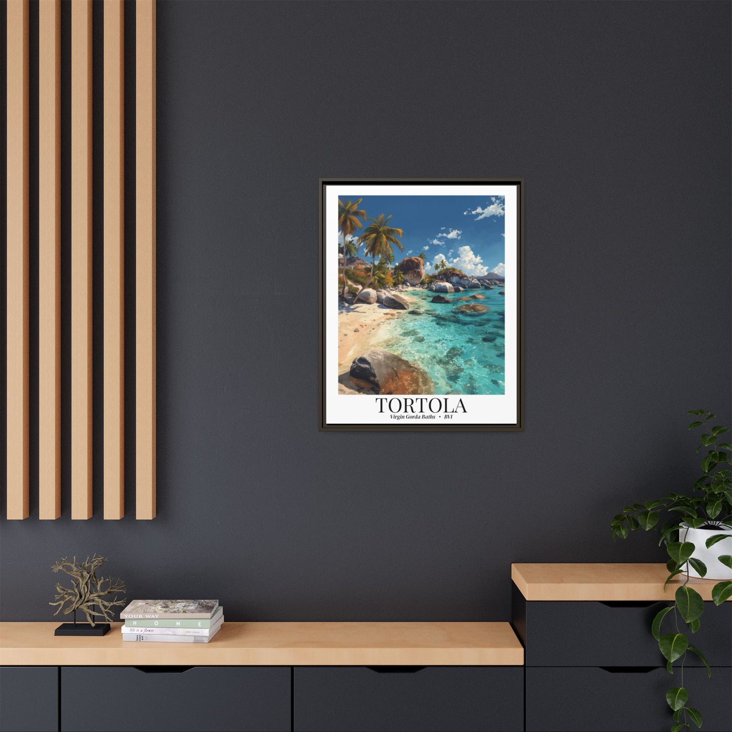 Tortola & Virgin Gorda The Baths – Fine Art Framed Canvas Print, British Virgin Islands Cruise Ship Wall Art, Exotic Rock Formations & Tropical Adventure