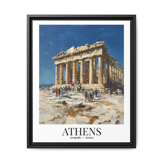 Athens Framed Canvas Wall Art – Fine Art, Parthenon Hill Acropolis Print, Travel Memory, Greece Wall Decor, Nature-Inspired Gift