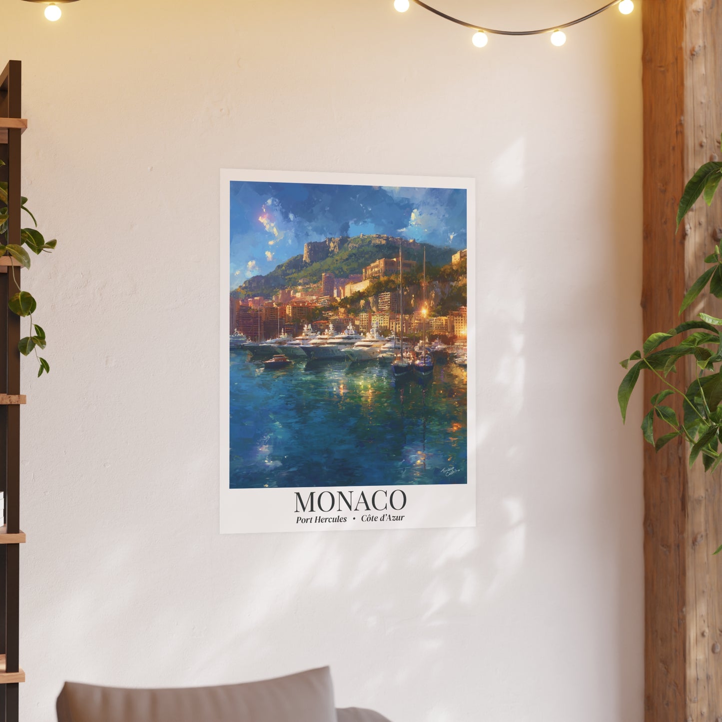 Monaco, Port Hercule - Impressionist Fine Art Poster - French Riviera Travel Print