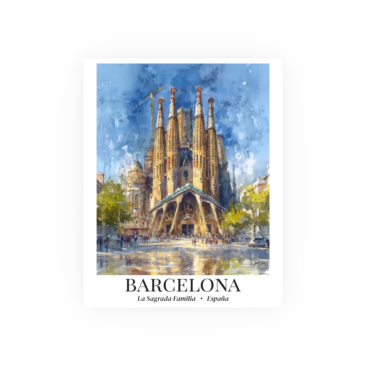 Barcelona Sagrada Familia – Fine Art Poster Print, Spanish Cruise Ship Port Wall Art, Iconic Landmark Decor