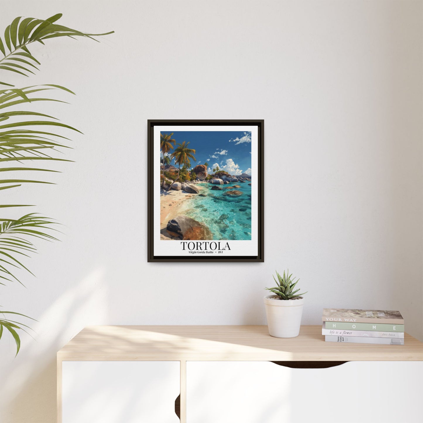 Tortola & Virgin Gorda The Baths – Fine Art Framed Canvas Print, British Virgin Islands Cruise Ship Wall Art, Exotic Rock Formations & Tropical Adventure