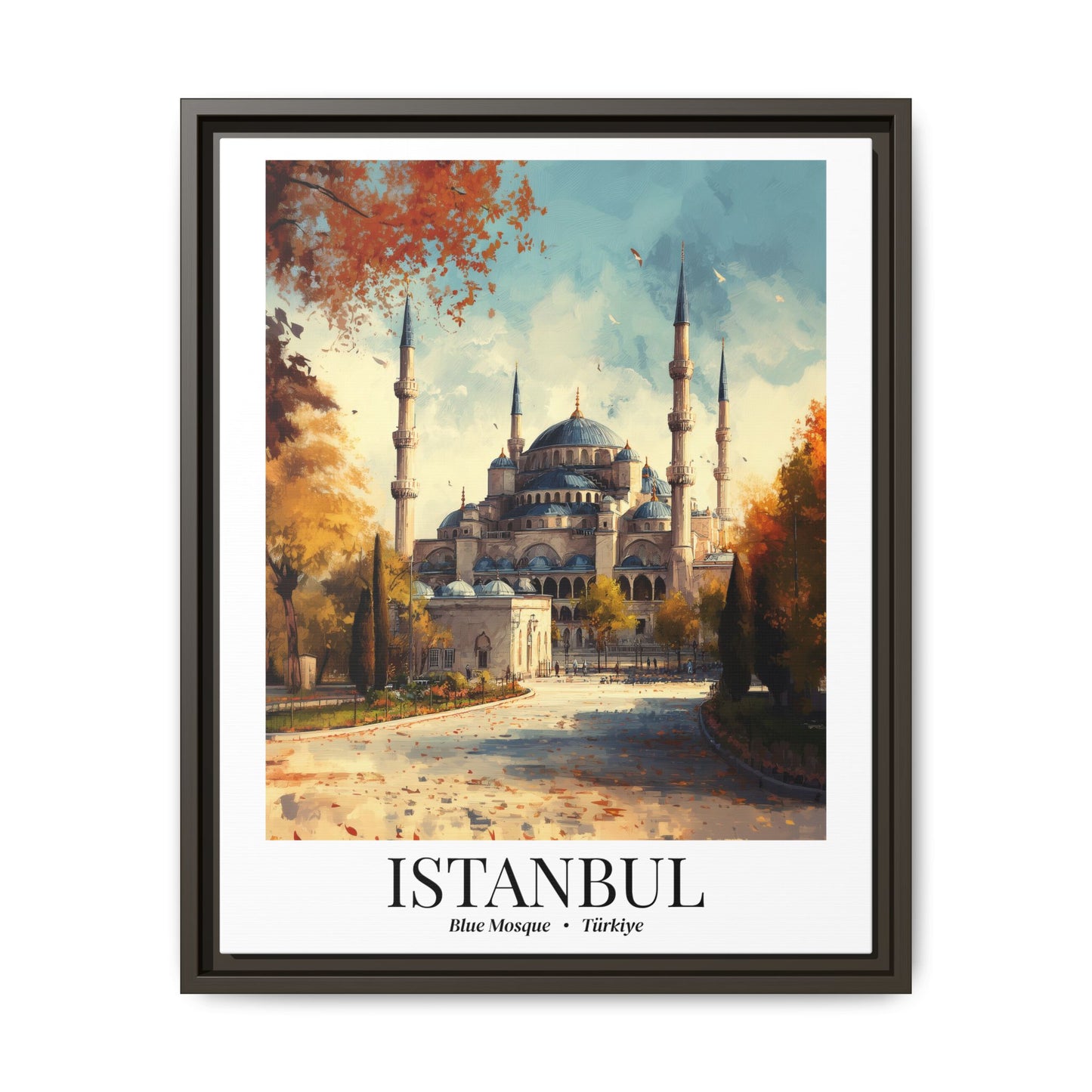 Istanbul Framed Canvas Wall Art – Blue Mosque Print, Cruise Port Memory, Turkey Travel Decor, Mediterranean Gift for Culture Lovers